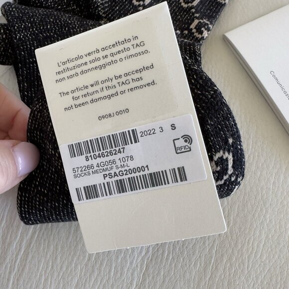 NWT GUCCI SOCKS Black GG LOGO Wool Sz S Web - Picture 5 of 5